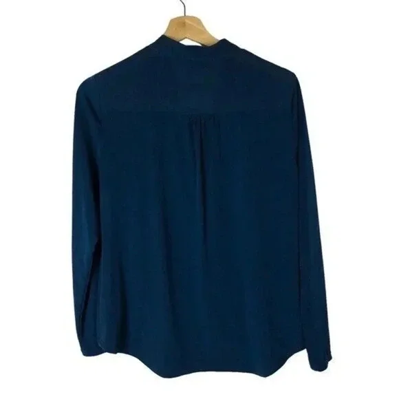 Alfani Alf Teal Blue Surplice Wrap Long Sleeve Blouse S - Picture 3 of 5